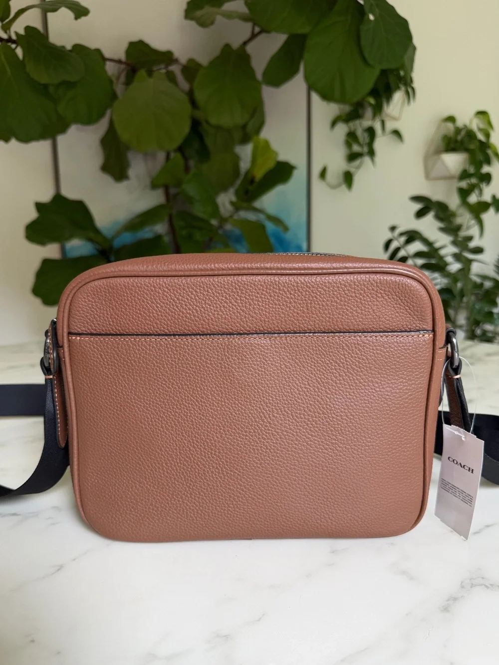 NWT COACH Hudson Crossbody Bag Gunmetal / Saddle Brown Leather Messenger C5399